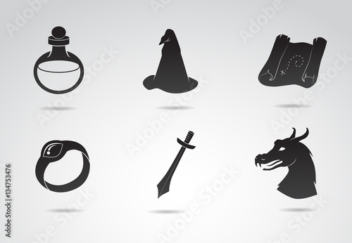Fantasy vector icon set.