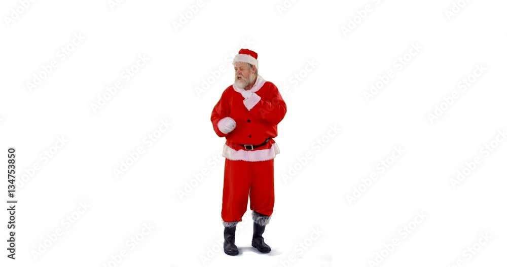 Happy santa claus dancing against white background 4k Happy santa claus dancing against white background 4k