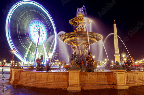 Paris. Place de la Concorde at night.