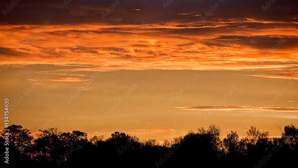 cloudscape on red sunrise