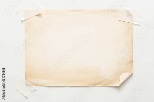 old craft paper sheet isolated on white background