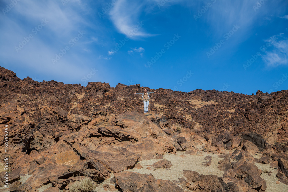 Young woman in Teide National Park, Tenerife, Canary island, Spain