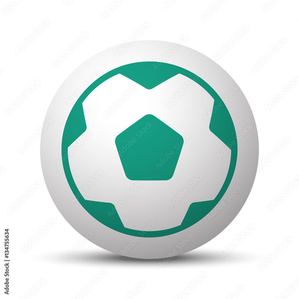 Green Soccer Ball icon on white sphere Green Soccer Ball icon on white sphere