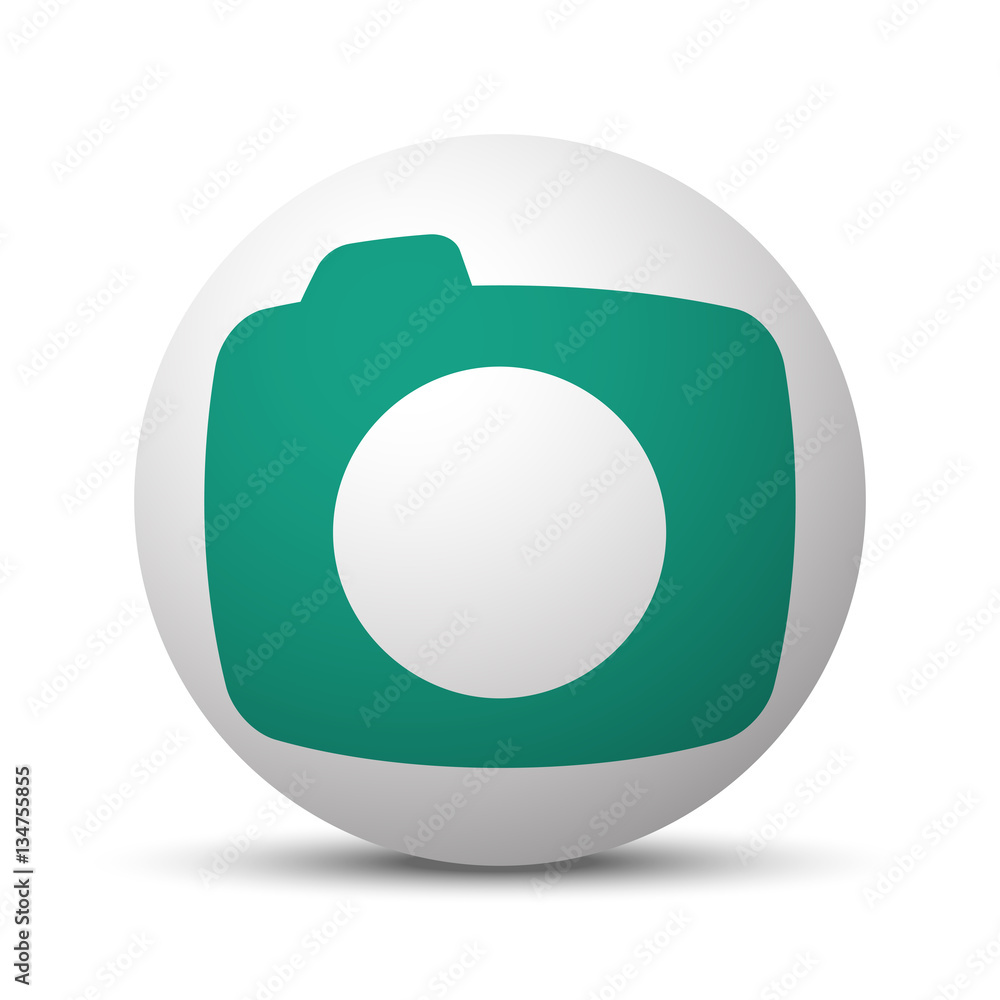Green Camera icon on white sphere Stock Vector | Adobe Stock