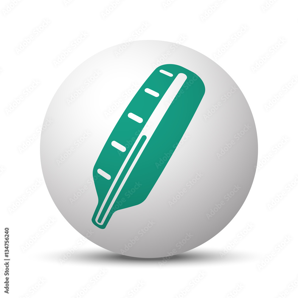 Green Thermometer icon on white sphere Green Thermometer icon on white sphere
