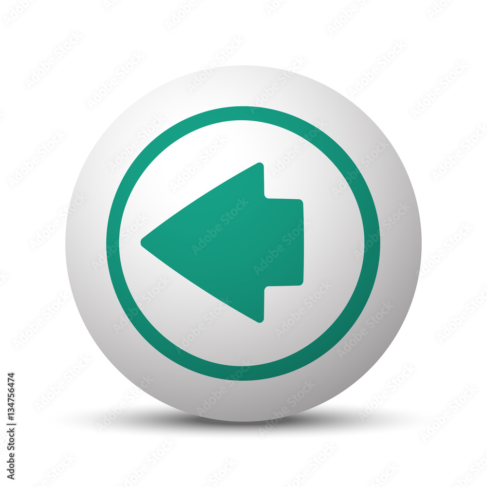 Green Arrow Left icon on white sphere Green Arrow Left icon on white sphere