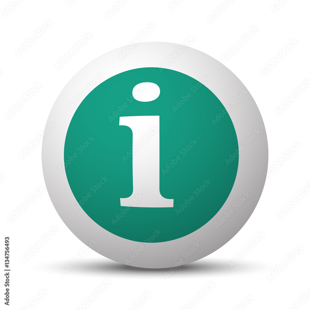 Green Information icon on white sphere Green Information icon on white sphere