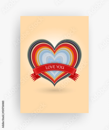 14 february greeting card, Happy Valentines Day, stretched pixels effect, A4 format