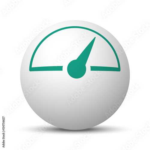Green Speed Meter icon on white sphere