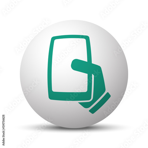 Green Smartphone icon on white sphere