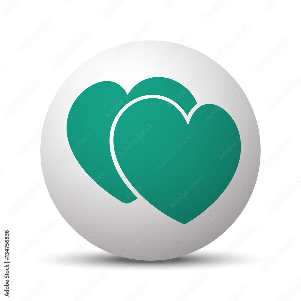 Green Love Sign icon on white sphere Green Love Sign icon on white sphere