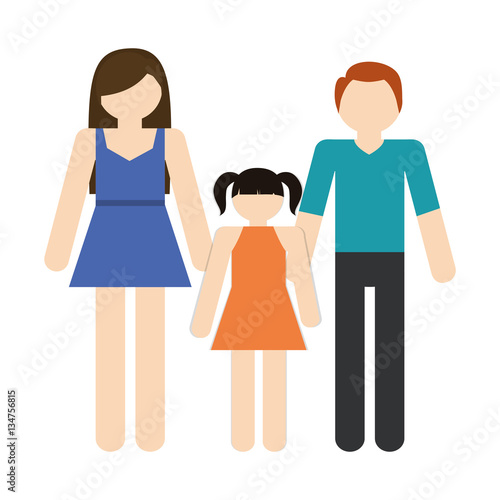 family mother father daughter together members traditional vector illustration eps 10