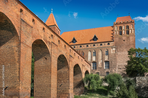 Kwidzyn  Poland - August 10  2014  14th century brick gothic castle of the Teutonic Order. Horizontal image in a sunny day..
