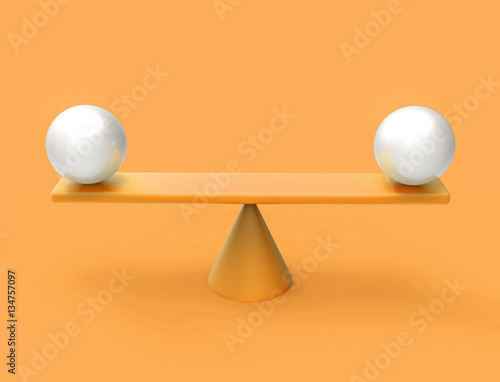 3D Isolated Orange Balance Abstract Spheres Shapes Scale Equity