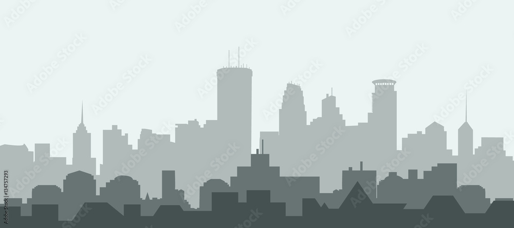 Minneapolis city Skyline - Vector