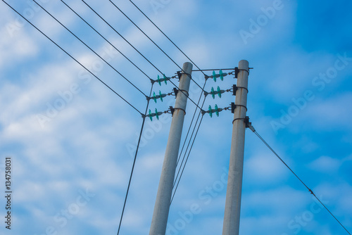 Wallpaper Mural high voltage power towers lines on a background of blue sky Torontodigital.ca