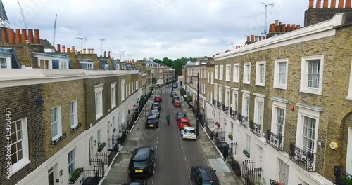 Drone shot of a guy on a bike in the city of London, England