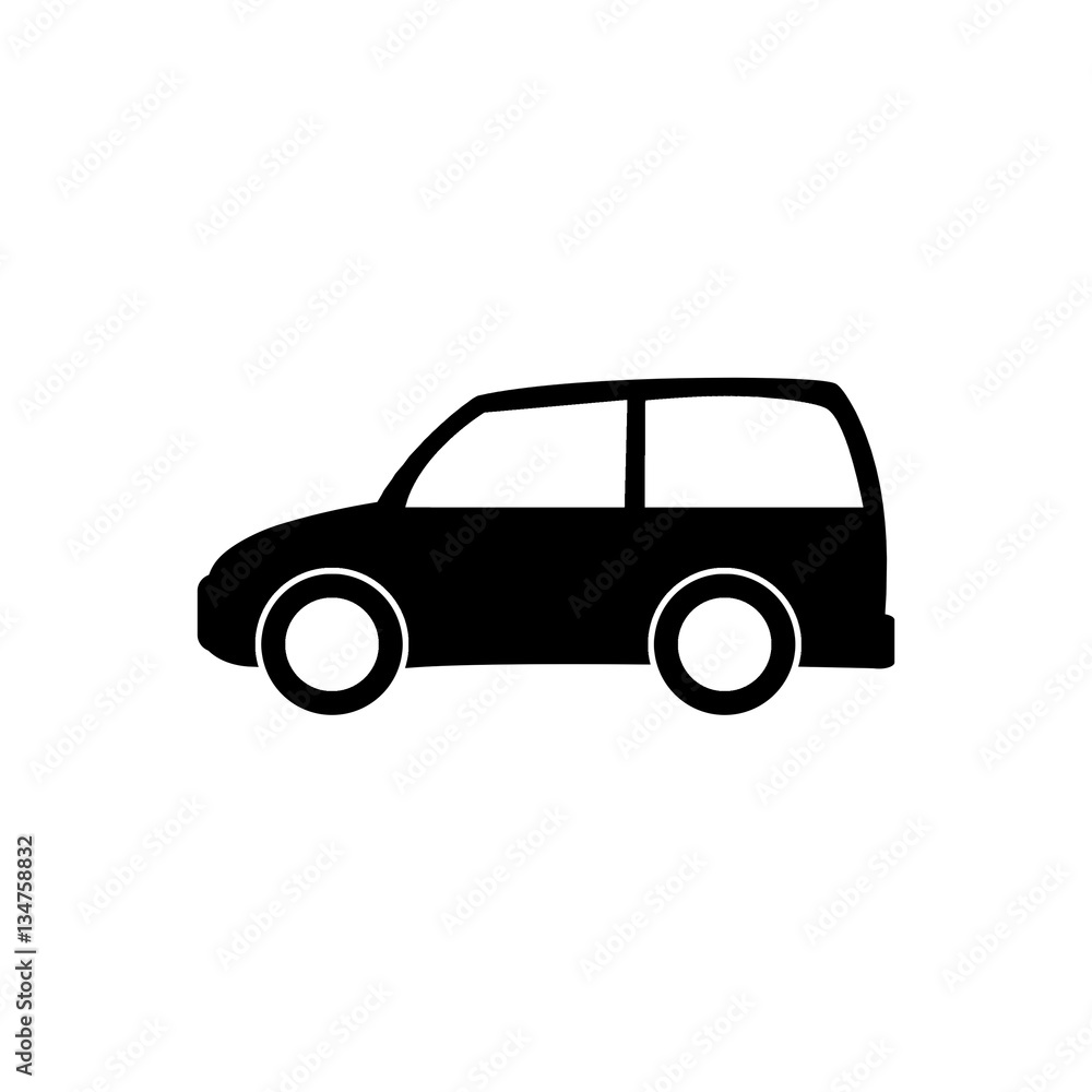 flat icon with a black car without background