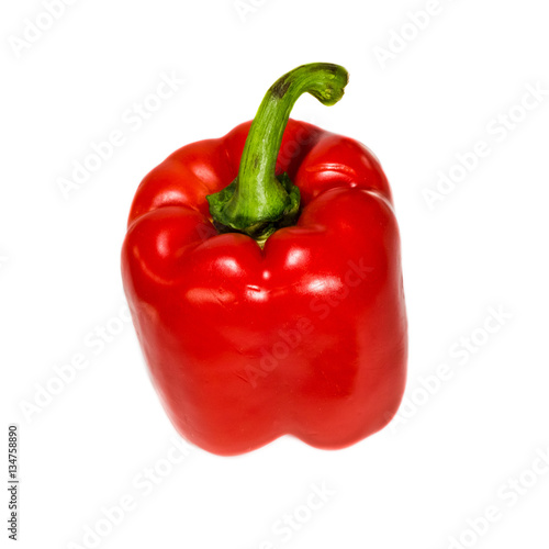 Fresh big red sweet pepper isolated on white background