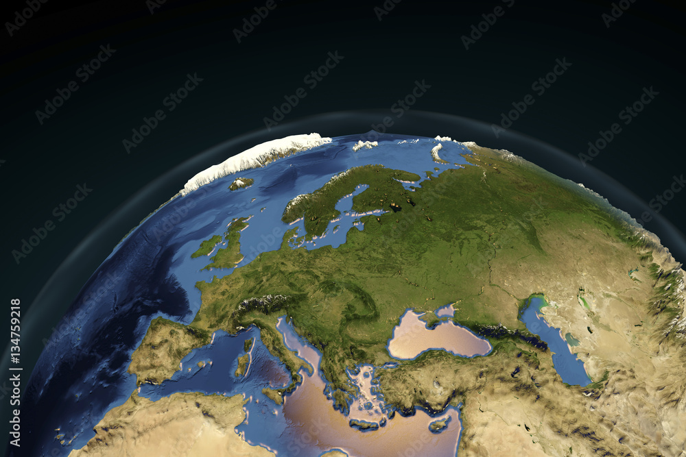 Planet Earth from space showing Europe with enhanced bump, 3D illustration, Elements of this image furnished by NASA