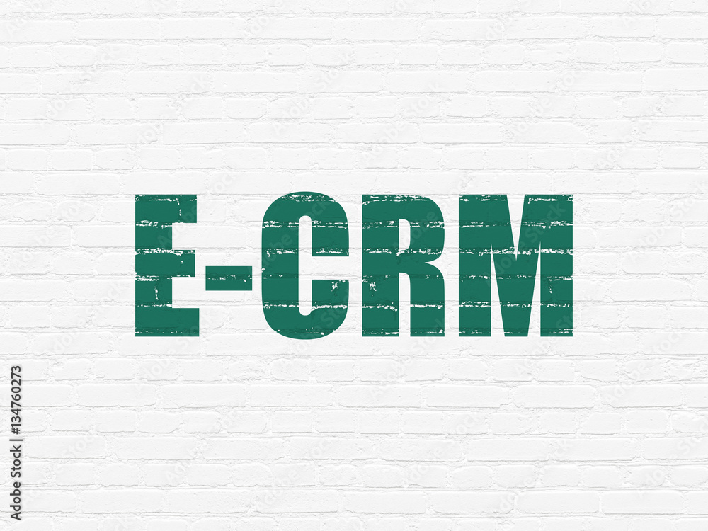 Obraz premium Finance concept: E-CRM on wall background