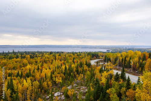 Fototapeta Naklejka Na Ścianę i Meble -  Fall Foliage In Preissac Lake, Abitibi, Quebec Canada