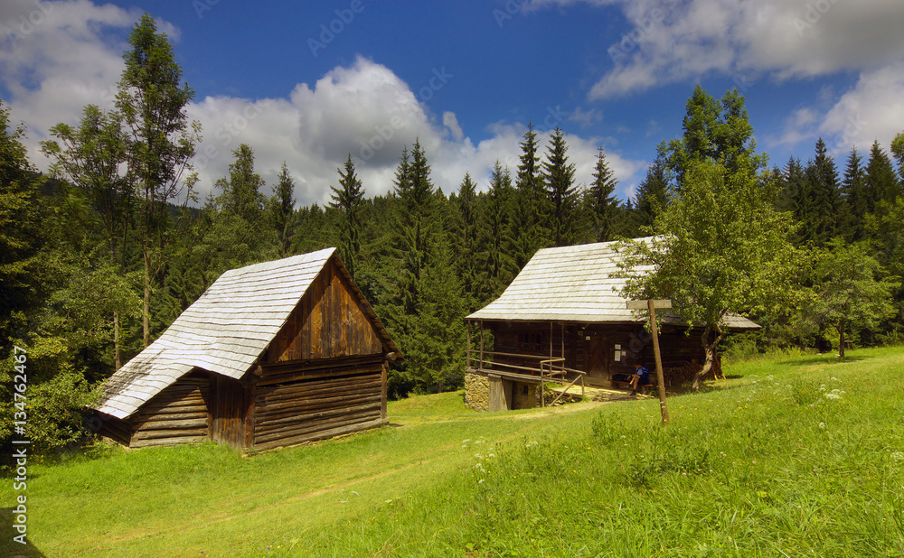 Old rural woody houses in Slovakia