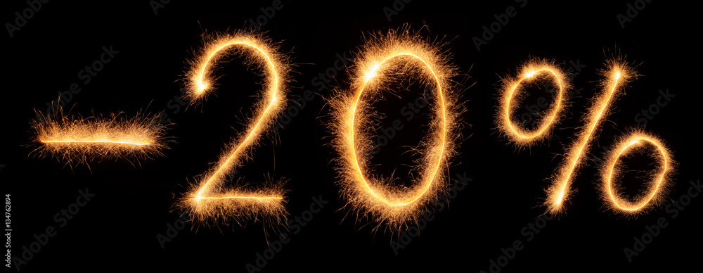 Minus 20 % lettering drawn with bengali sparkles Minus 20 % lettering drawn with bengali sparkles