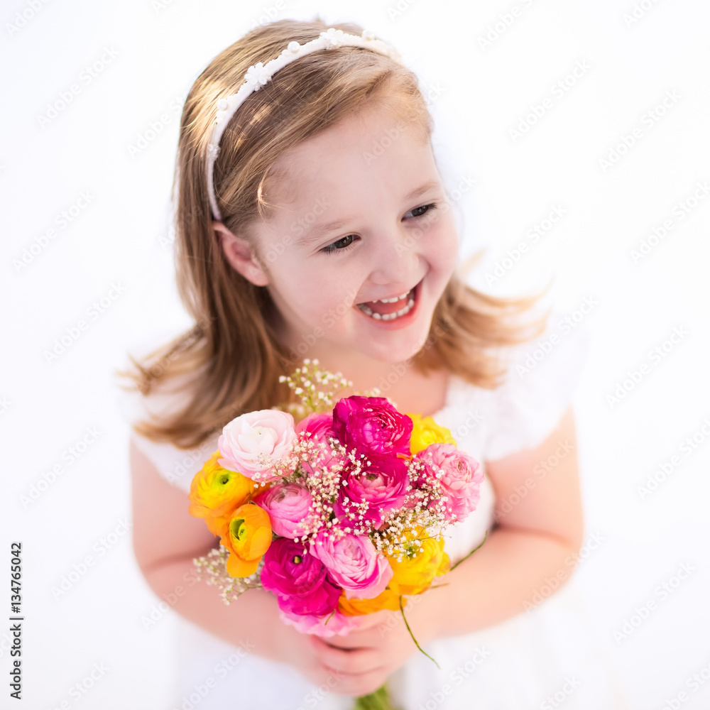 Little girl with flower bouquet Little girl with flower bouquet