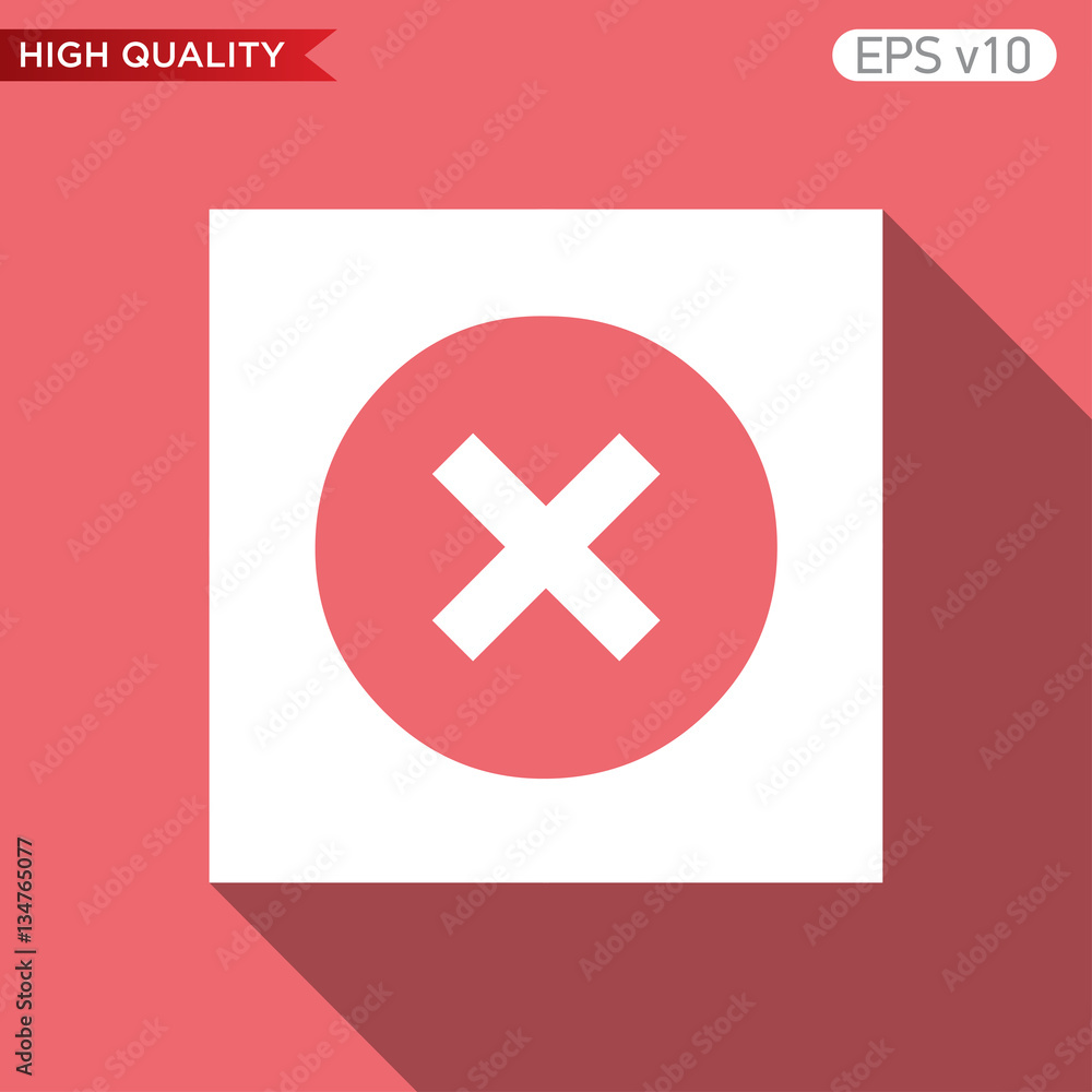 Obraz premium Colored icon or button of cross or delete symbol with background