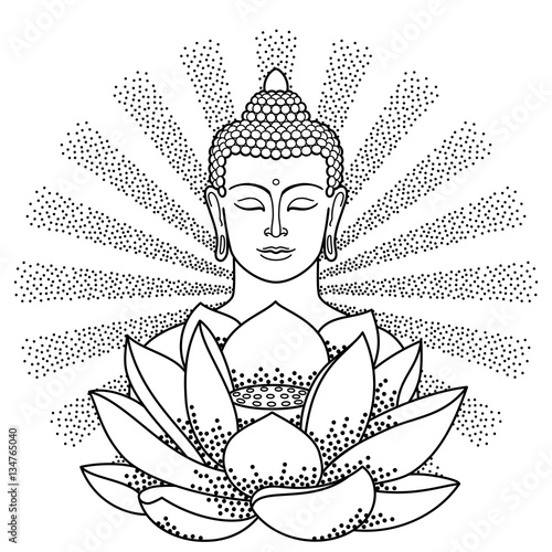 Buddha and Lotus with beam of light