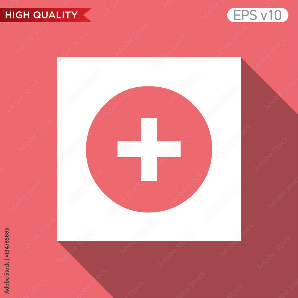 Fototapeta premium Colored icon or button of plus symbol with background