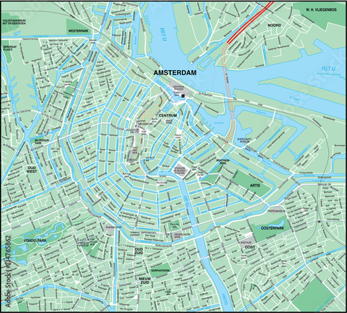 Amsterdam City Map with Streets