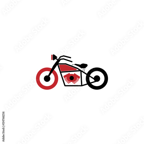 Simple motorcycle in black and red color