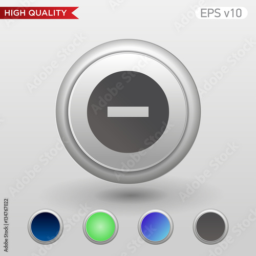Colored icon or button of minus symbol with background