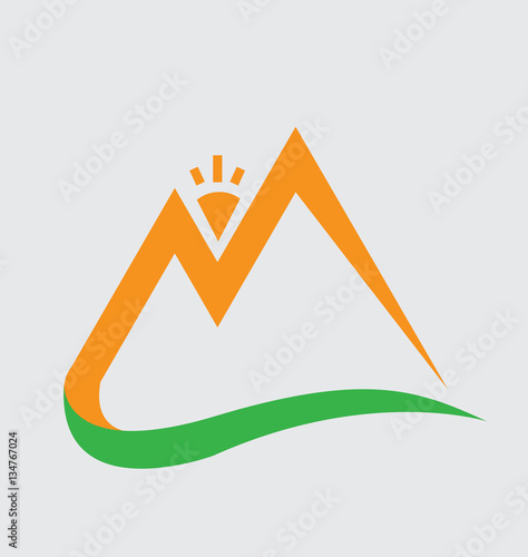 M Letter, Mountains and Sun Fresh Logo 