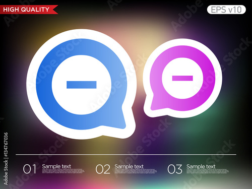 Colored icon or button of minus symbol with background