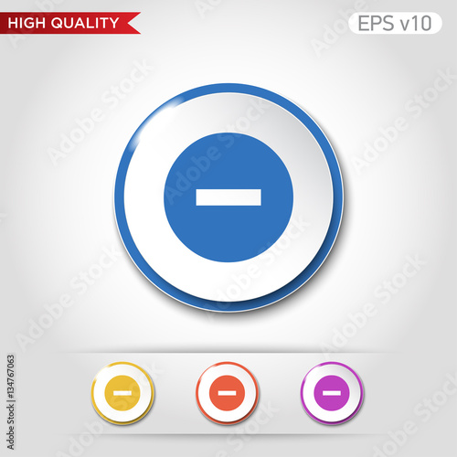 Colored icon or button of minus symbol with background