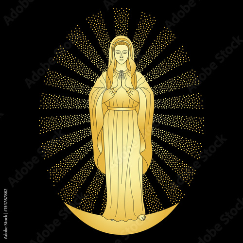 Praying Gold Virgin Mary