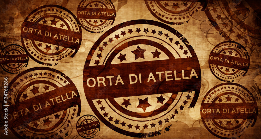 Orta di atella, vintage stamp on paper background
