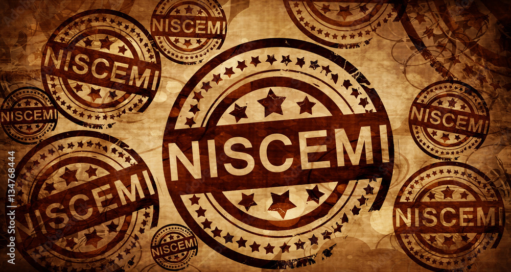Niscemi, vintage stamp on paper background