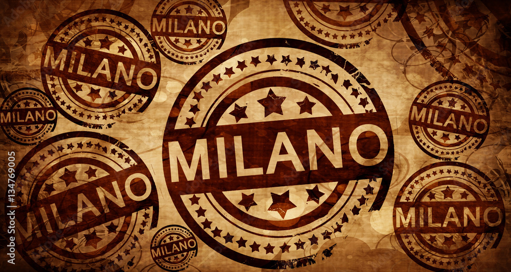 Milano, vintage stamp on paper background
