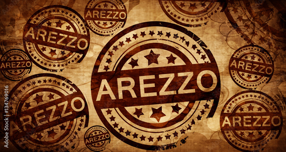 Arezzo, vintage stamp on paper background