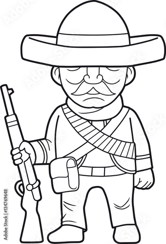 Wallpaper Mural Mexican cartoon soldier with a rifle in his hand Torontodigital.ca