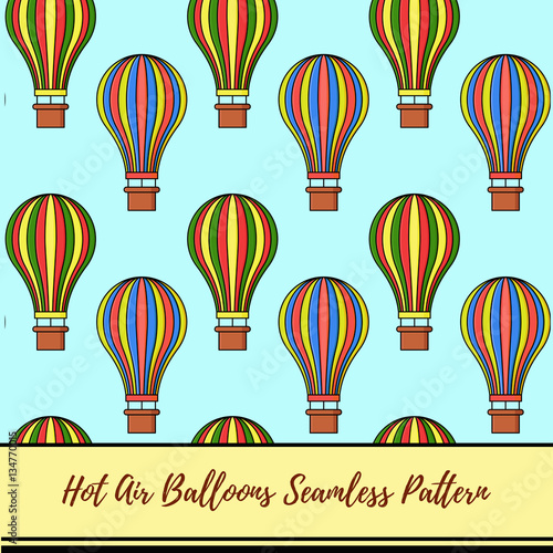 Hot air balloons graphic seamless vector pattern