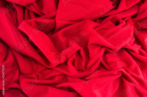 Red wrinkled fabric background