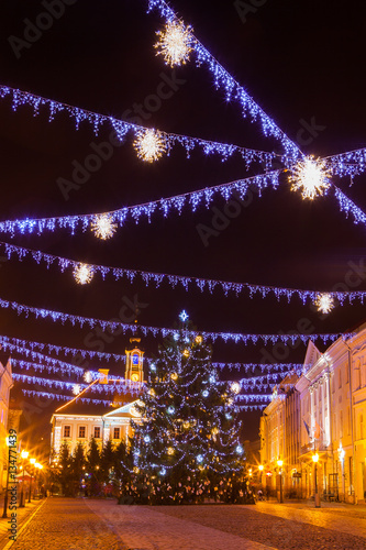 Christmas illumination on central square in Tartu, Estonia photo