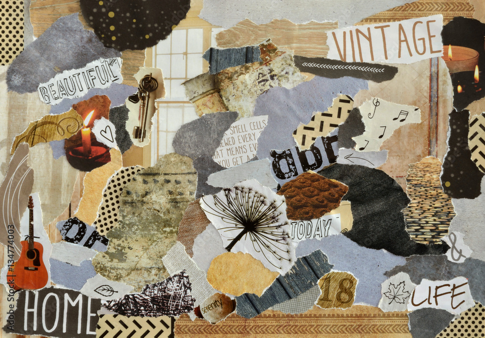 Vintage Scrapbook Collage Art Board Print for Sale by
