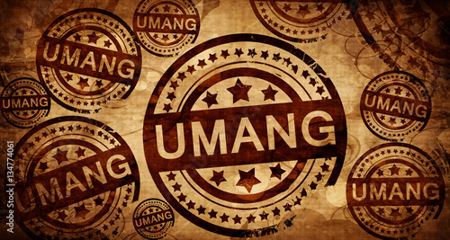 Umang, vintage stamp on paper background photo