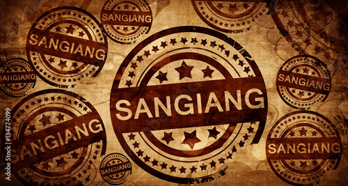 Sangiang, vintage stamp on paper background photo